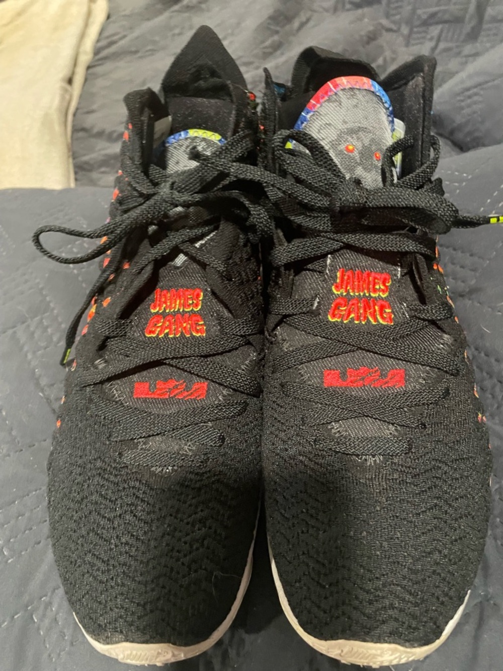 Nike LeBron 23 Black Knit Sneakers with Neon Yellow and Multicolor Embroidery